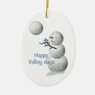Volleyball trägt Weihnachtsgeschenk-Verzierung zur Keramikornament