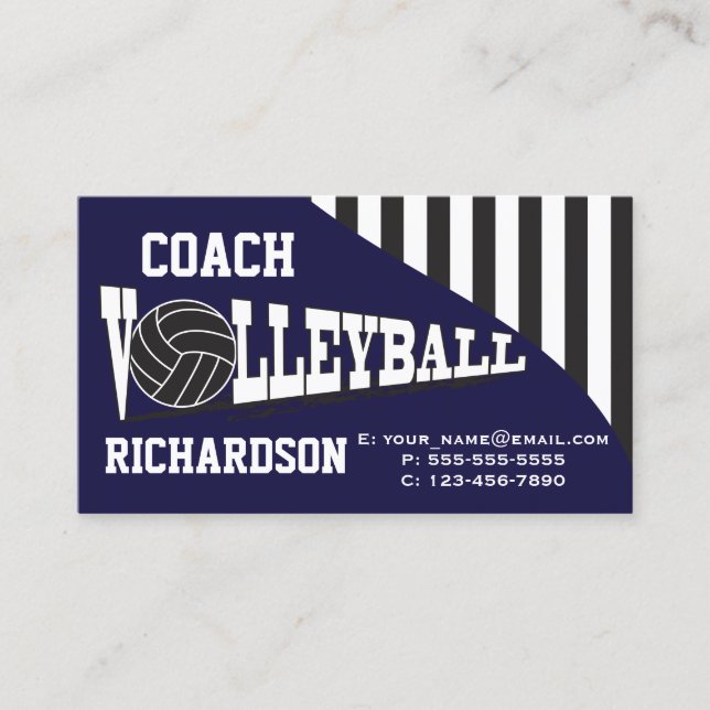Volleyball-Trainer - Dunkelblau Visitenkarte (Vorderseite)