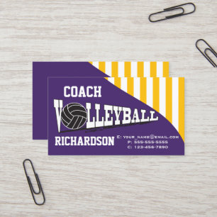 Volleyball-Trainer - Dunkelviolett und Gelb Visitenkarte