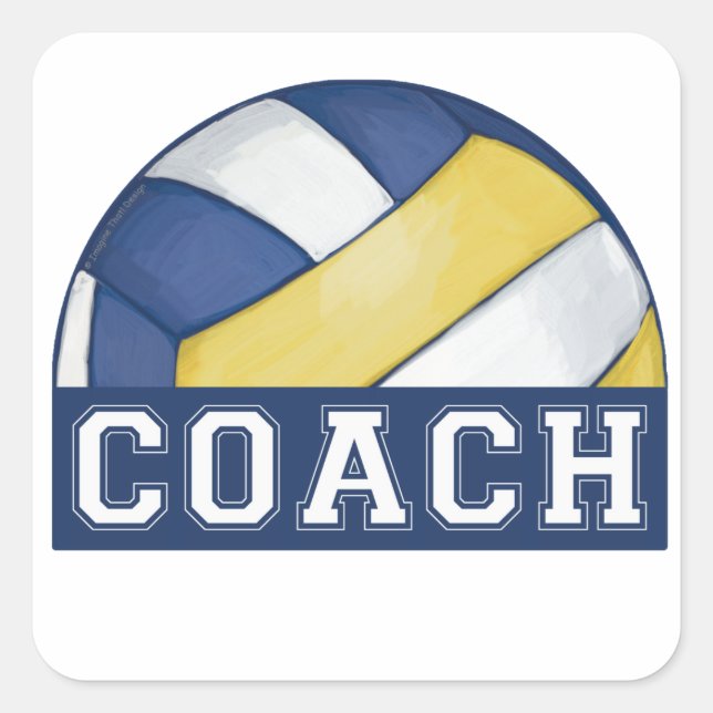 Volleyball-Trainer Quadratischer Aufkleber (Vorderseite)