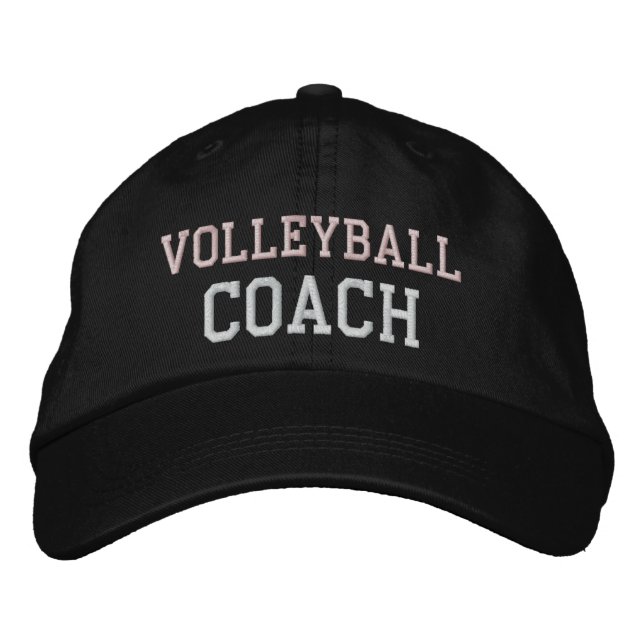 Volleyball-Trainerhut aus Rosa und Weiß Bestickte Kappe (Vorderseite)