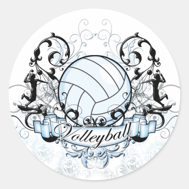 Volleyball-Tribal Runder Aufkleber (Vorderseite)