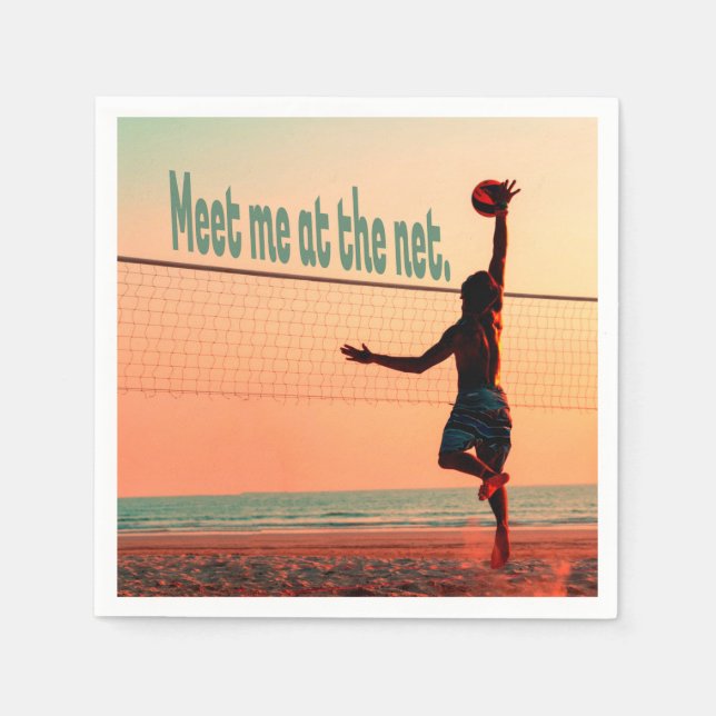 Volleyball trifft mich im Netz Serviette (Vorderseite)