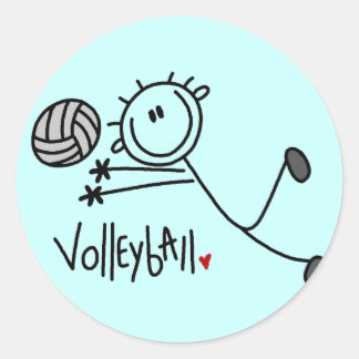 Volleyball-Tshirts und Geschenke für Strichmännche Runder Aufkleber