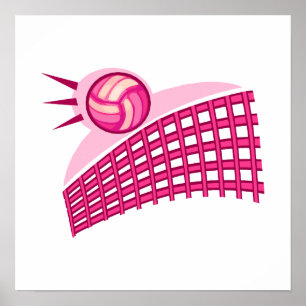 Volleyball u. Netz Poster