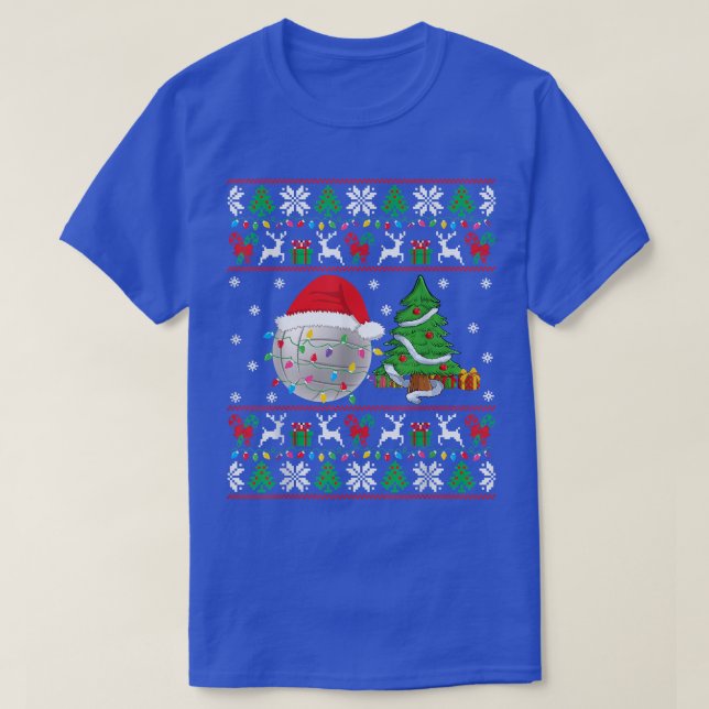 Volleyball Ugly Christmas Sweater Volley Xmas Ligh T-Shirt (Design vorne)