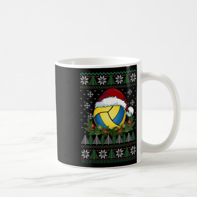 Volleyball Ugly Christmas Weihnachtsmannmütze Kaffeetasse (Rechts)