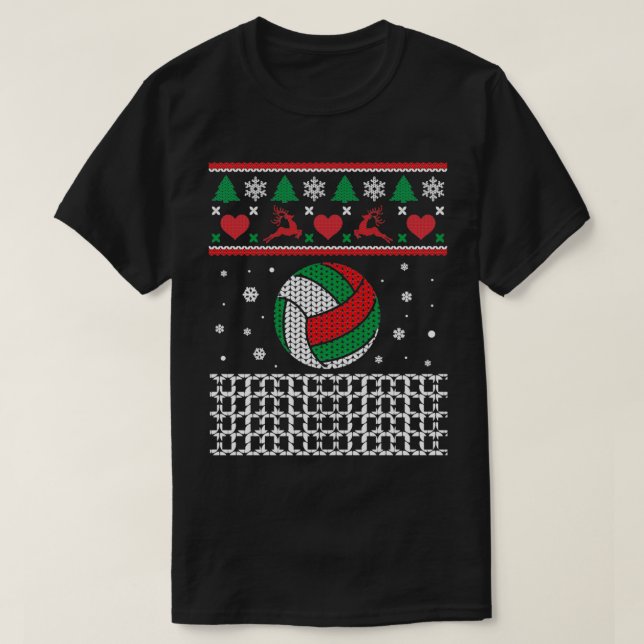 Volleyball Ugly Sweater Weihnachtsgeschenk für Vol T-Shirt (Design vorne)