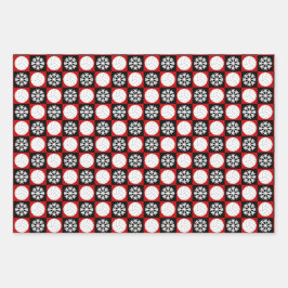 Volleyball und Schneeflocken Rote und Schwarze Wei Geschenkpapier Set
