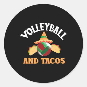 Volleyball und Tacos Funny Taco Runder Aufkleber