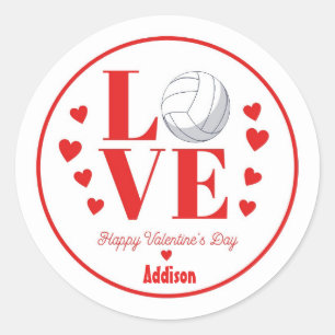 Volleyball Valentinsticker, LIEBE Volleyball Runder Aufkleber
