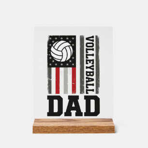 Volleyball-Vater Amerikanische Flagge Vintage-Grav Acrylschild