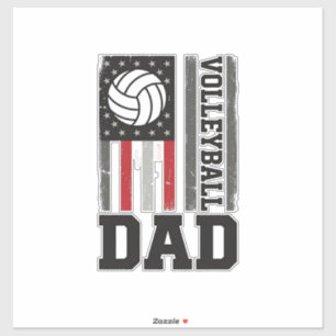 Volleyball-Vater Amerikanische Flagge Vintage-Grav Aufkleber