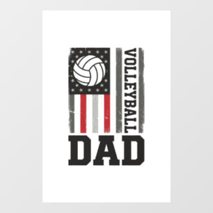 Volleyball-Vater Amerikanische Flagge Vintage-Grav Fensteraufkleber