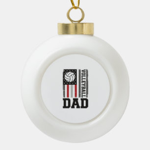 Volleyball-Vater Amerikanische Flagge Vintage-Grav Keramik Kugel-Ornament