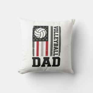 Volleyball-Vater Amerikanische Flagge Vintage-Grav Kissen