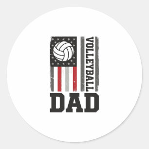Volleyball-Vater Amerikanische Flagge Vintage-Grav Runder Aufkleber