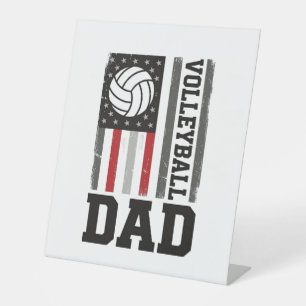 Volleyball-Vater Amerikanische Flagge Vintage-Grav Sockelschild