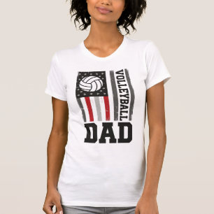 Volleyball-Vater Amerikanische Flagge Vintage-Grav T-Shirt