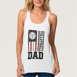 Volleyball-Vater Amerikanische Flagge Vintage-Grav Tank Top