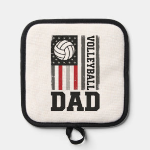 Volleyball-Vater Amerikanische Flagge Vintage-Grav Topflappen