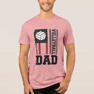 Volleyball-Vater Amerikanische Flagge Vintage-Grav Tri-Blend Shirt