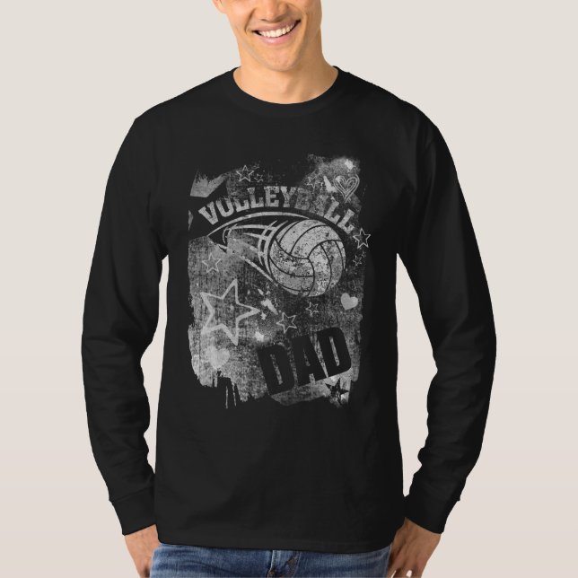 Volleyball-Vater, Black Grunge Volleyball T-Shirt (Vorderseite)