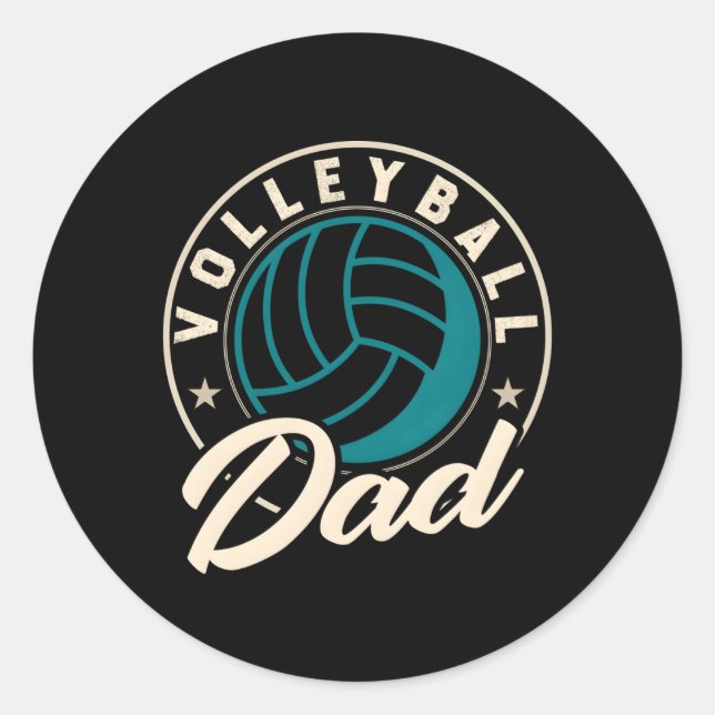 Volleyball Vater für Beach Sports Player und Volle Runder Aufkleber (Vorderseite)