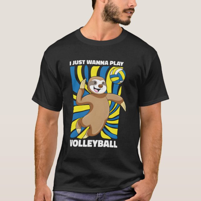 Volleyball Vball Beach Volleyball Sloth T-Shirt (Vorderseite)