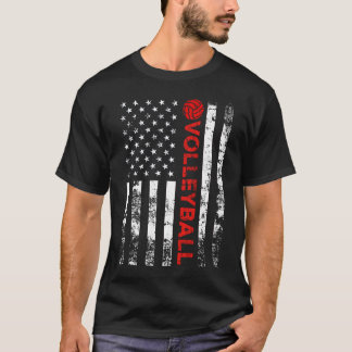 Volleyball Vintag USA Fahne T-Shirt