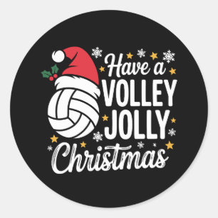 Volleyball Volley Frohe Weihnachten Santa Hut Spor Runder Aufkleber