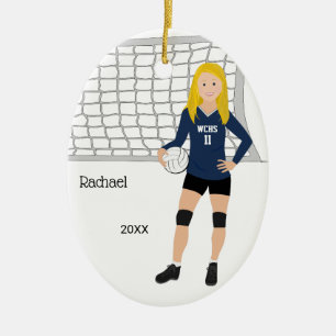 Volleyball Weibliche Blonde Haare in dunkelblau un Keramik Ornament