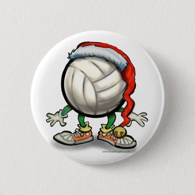 Volleyball-Weihnachten Button (Vorderseite)