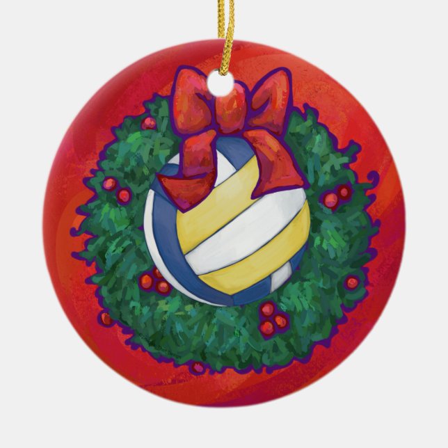 Volleyball Weihnachten Keramik Ornament (Vorne)