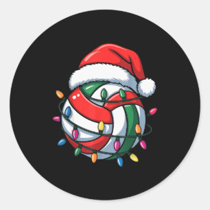 Volleyball Weihnachten Santa Hut Volleyball Sport Runder Aufkleber