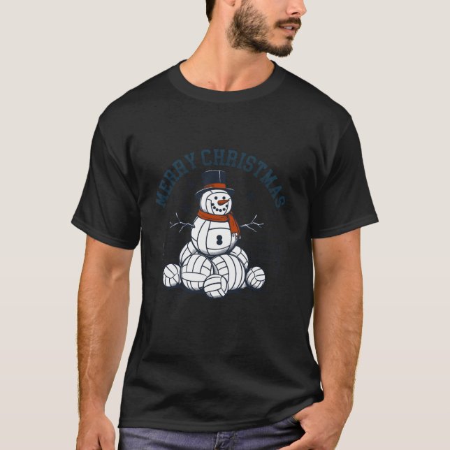 Volleyball Weihnachten Snowman Sport Spieler Männe T-Shirt (Vorderseite)