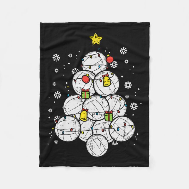 Volleyball Weihnachtsbaum Xmas Sportspieler Männer Fleecedecke (Vorderseite)