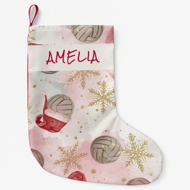 Volleyball Weihnachtsmann Mütze Name Weihnachten Kleiner Weihnachtsstrumpf (Vorderseite)