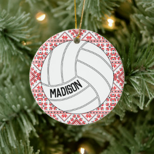 Volleyball Weihnachtsschmuck mit individuellem Tex