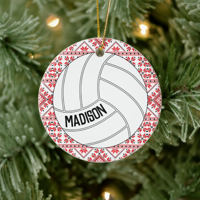 Volleyball Weihnachtsschmuck mit individuellem Tex (Baum)