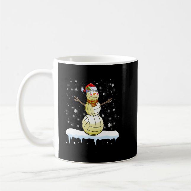 Volleyball Weihnachtsvolleyball Snowman Lights Boy Kaffeetasse (Links)