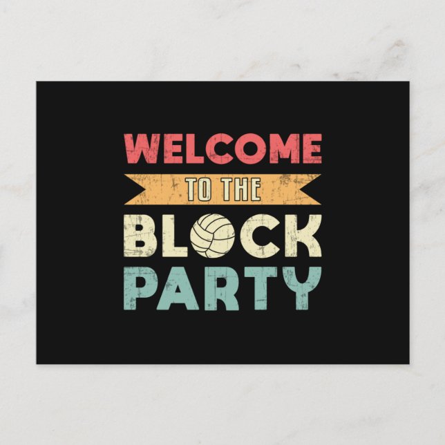 Volleyball Willkommen im Block Party Beach Ball Postkarte (Vorderseite)
