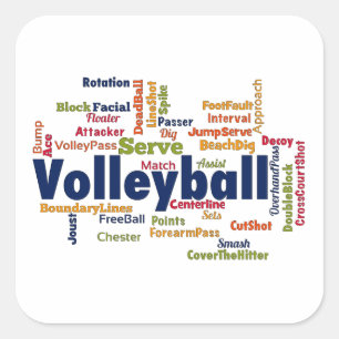 Volleyball Word Cloud Quadratischer Aufkleber