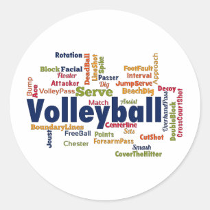 Volleyball Word Cloud Runder Aufkleber