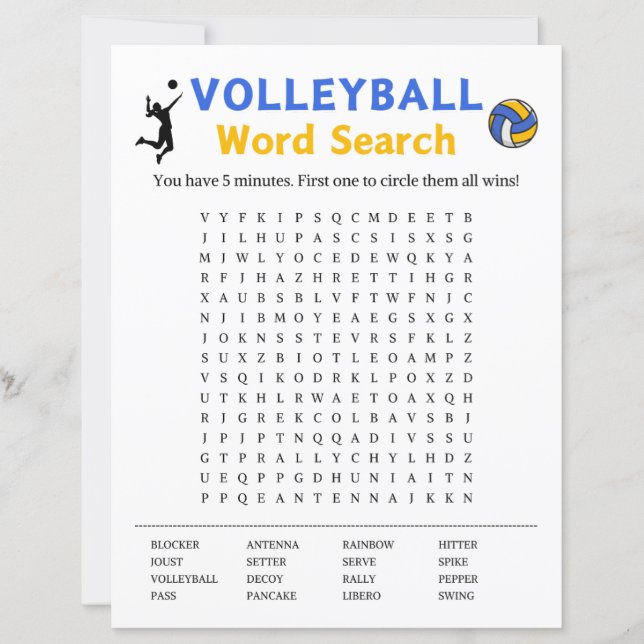 Volleyball Word Search Game (Vorderseite)