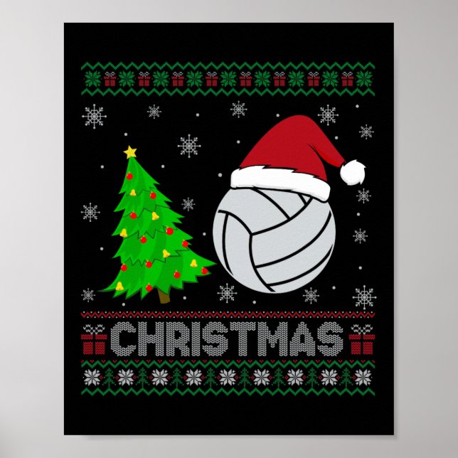Volleyball Xmas Tree Lighting Ugly Christmas Sweat Poster (Vorne)