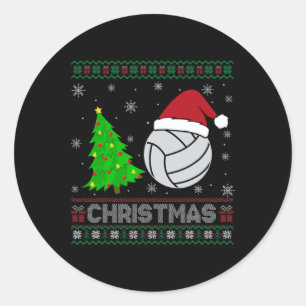 Volleyball Xmas Tree Lighting Ugly Christmas Sweat Runder Aufkleber