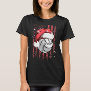 Volleyball Xmas US-Flagge T-Shirt