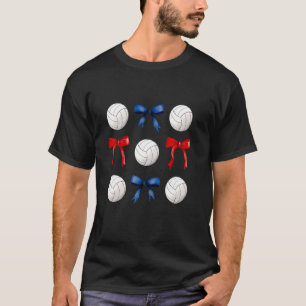 Volleybälle & rote und blaue Schleifen Mädchen-Vol T-Shirt