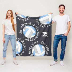 Volleyballfeld Happy Place lt Blue Graukohle Fleecedecke
